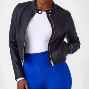 Spanx Faux Leather Moto Jacket Black Size Small NWT